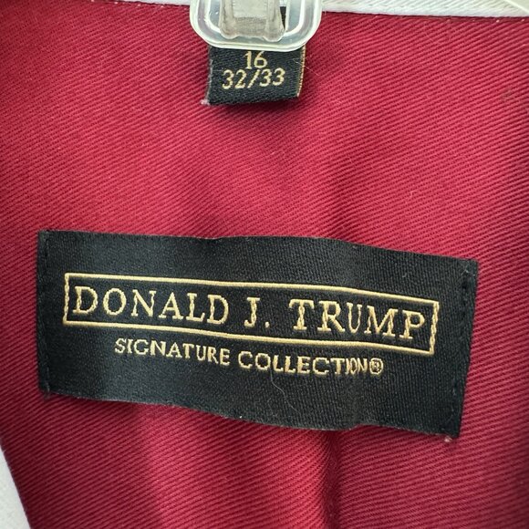 Donald J Trump Signature Collection Men's 16 Dress Shirt Red White Collar & Cuff - Picture 3 of 8